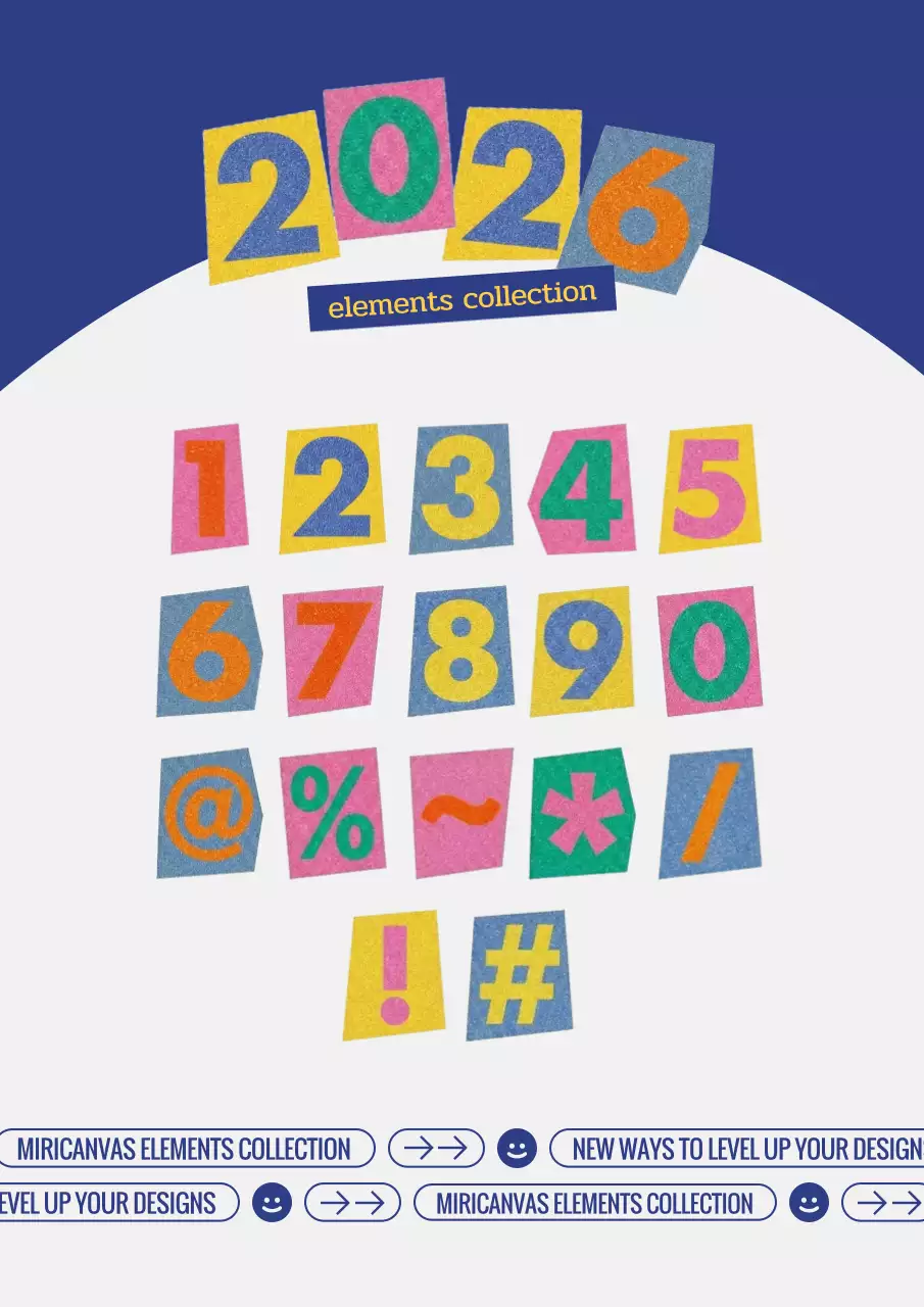 Paket Angka Retro Berwarna-warni