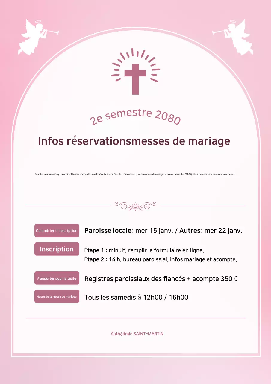 Guide de mariage rose simple