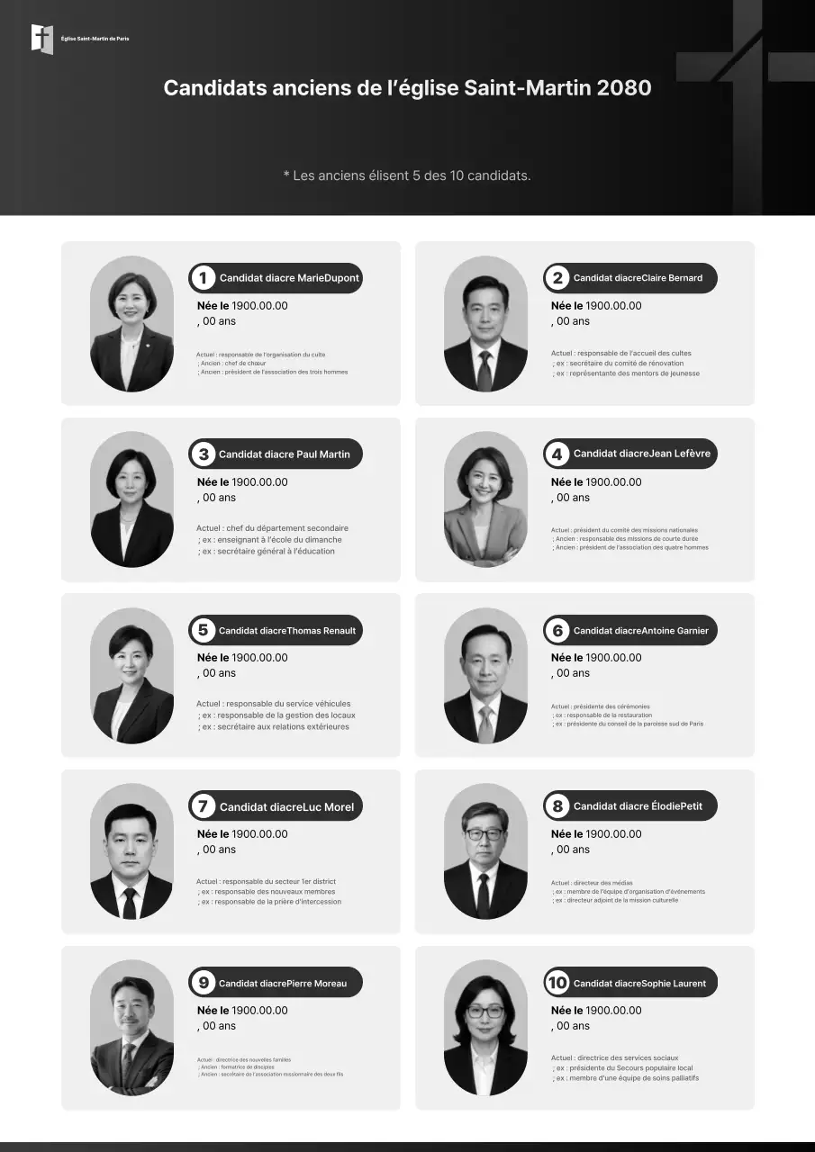 Guide électoral de base de l'Église en noir et blanc