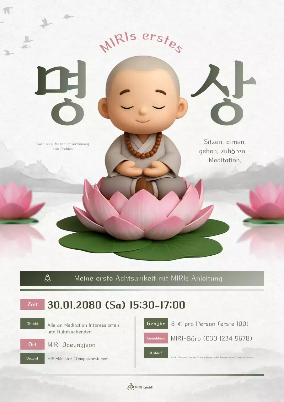 Leitfaden für Meditationsveranstaltungen mit rosa Baby