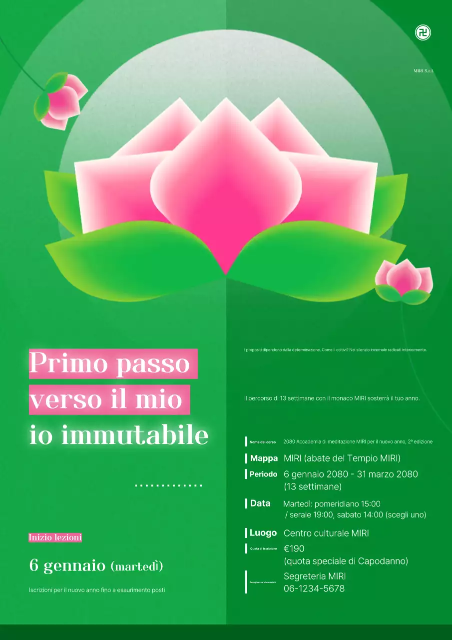 Pubblicità educativa sulla meditazione semplice e verde