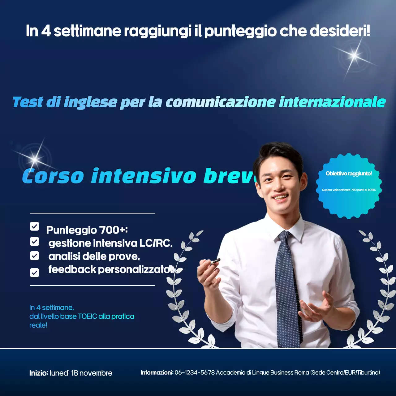Promozione dell'istruzione in inglese moderno blu