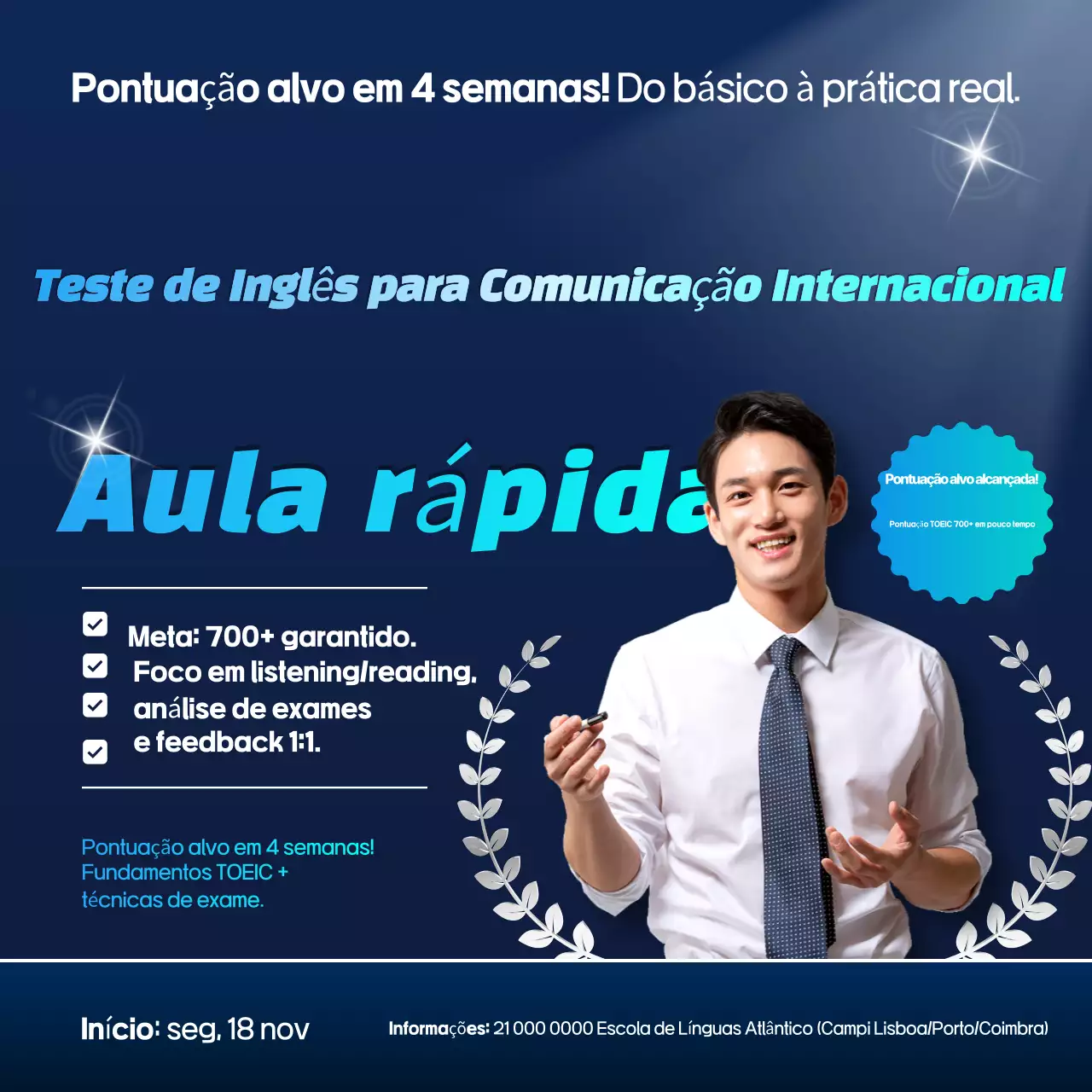 Promoção da Educação em Inglês Moderno Azul