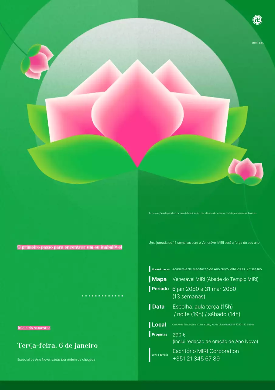 Anúncio de Educação para Meditação Simples e Ecológica
