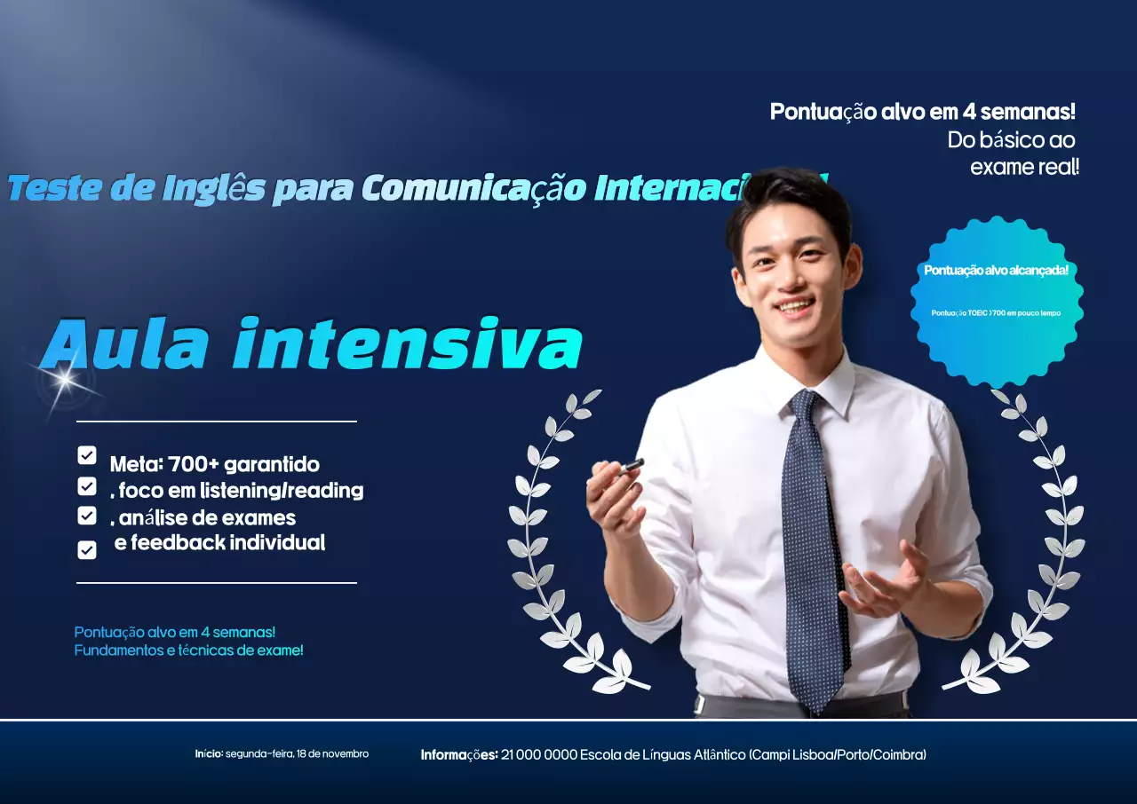 Promoção da Educação em Inglês Moderno Azul