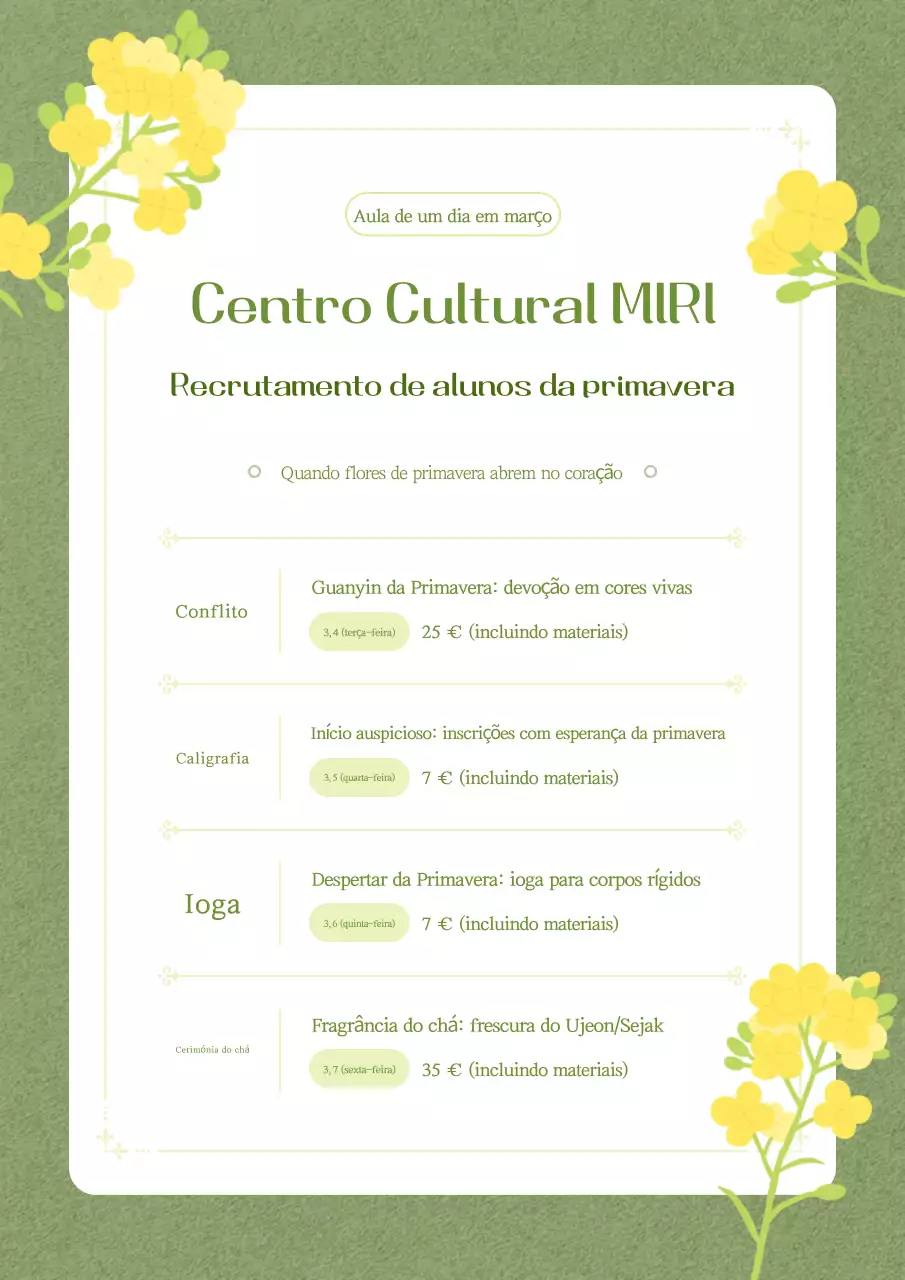 Recrutamento para Educação em Cultura Tradicional Verde
