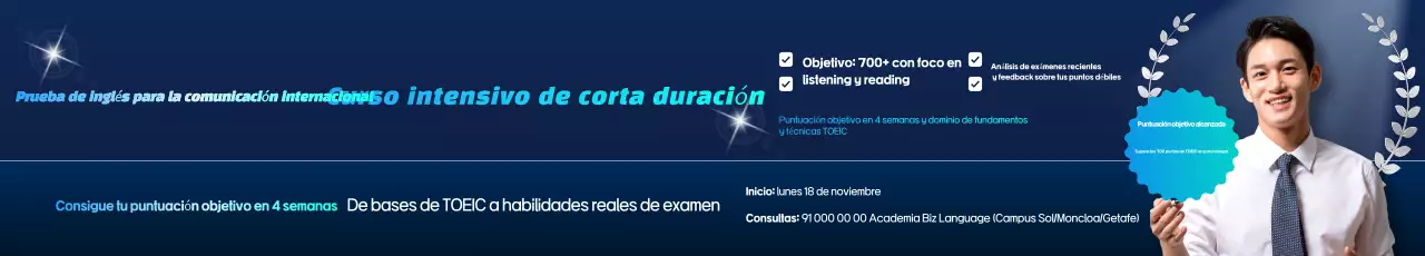 Promoción de la educación en inglés moderno azul