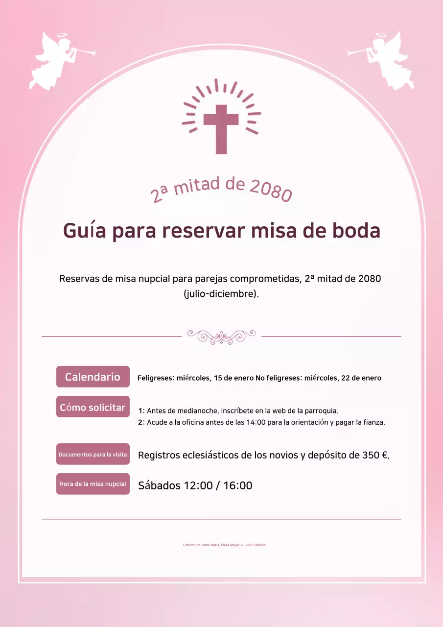 Guía de boda sencilla en color rosa