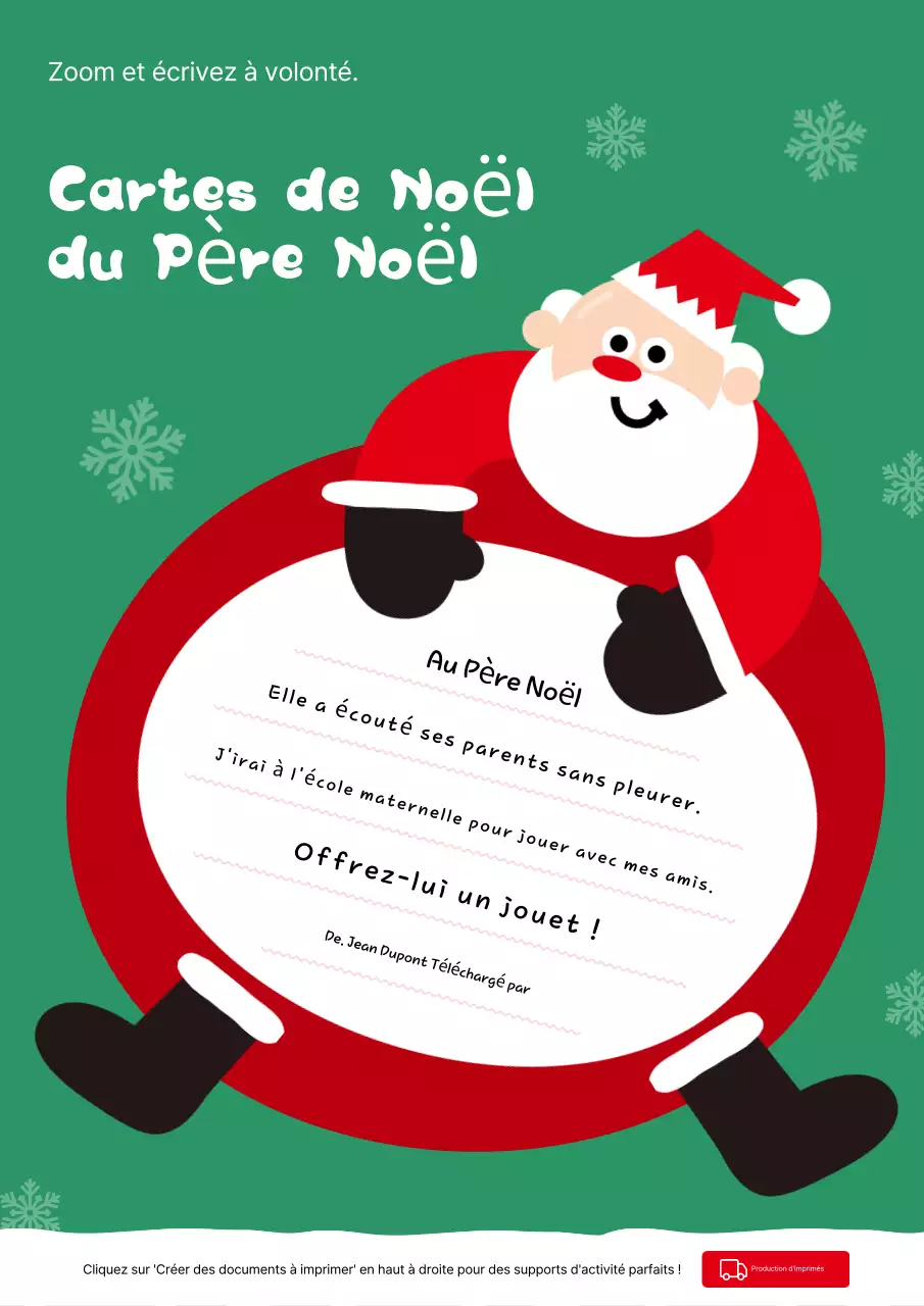 Carte postale de Noël verte et mignonne