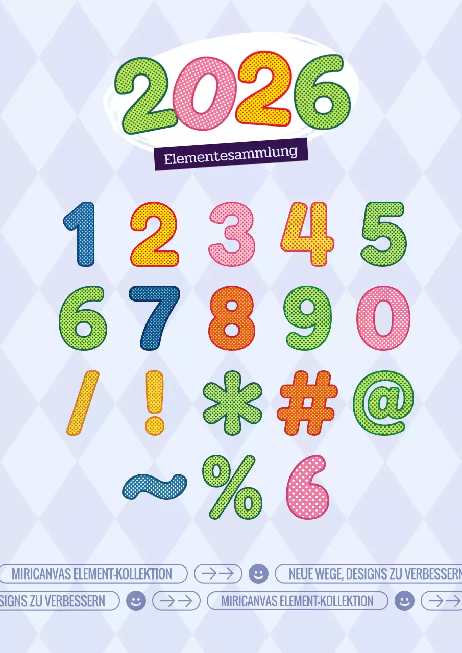 Buntes Halbton-Zahlenpaket