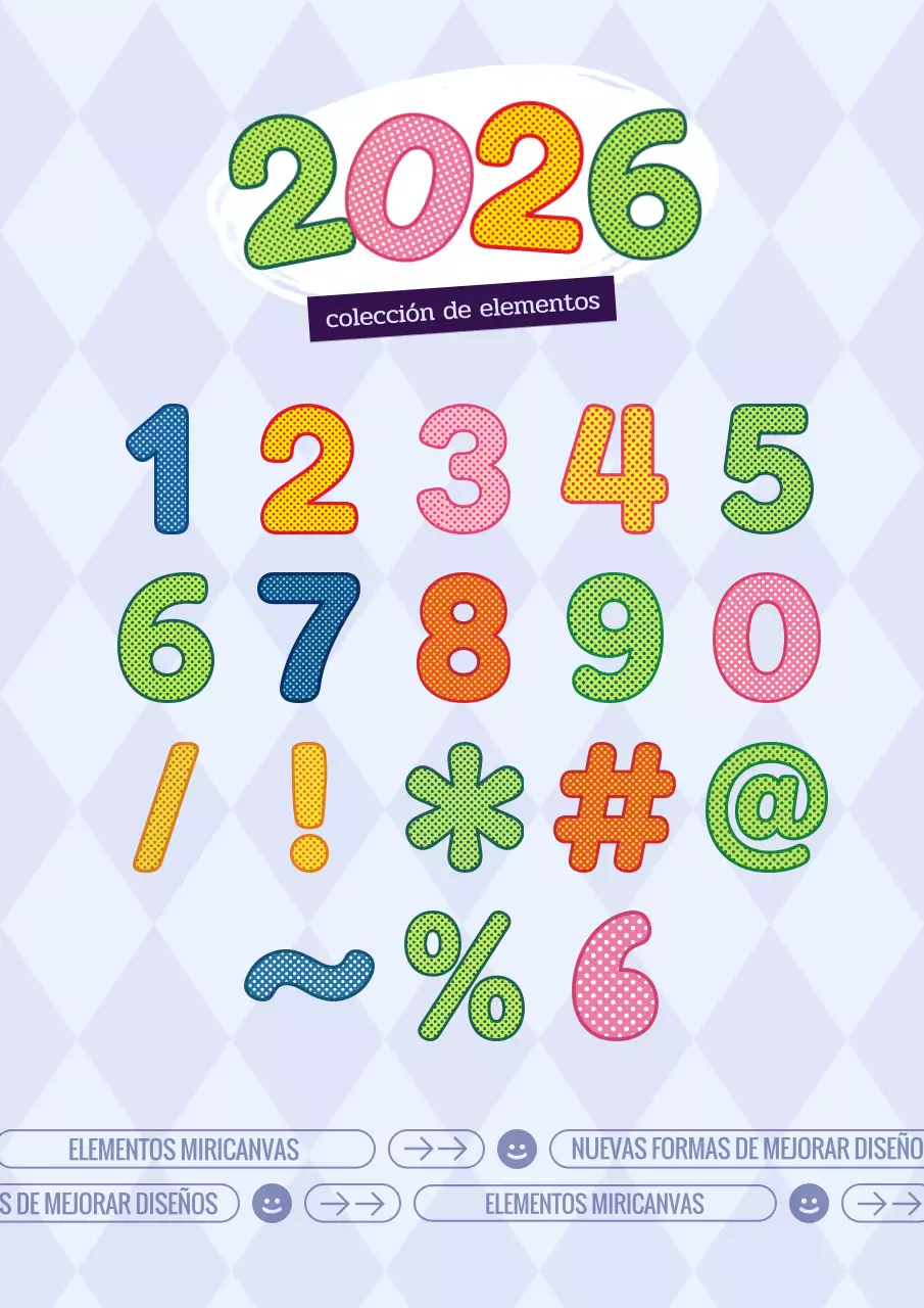 Paquete de números de medios tonos coloridos