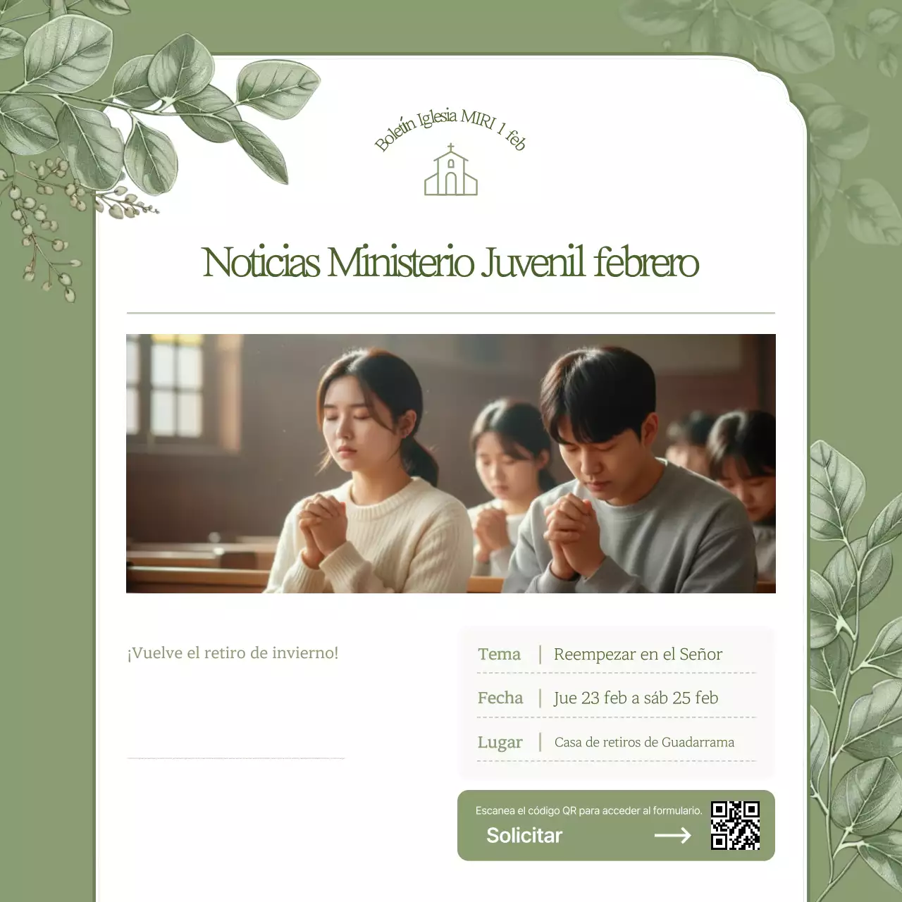 Guía sencilla para servicios religiosos en color caqui