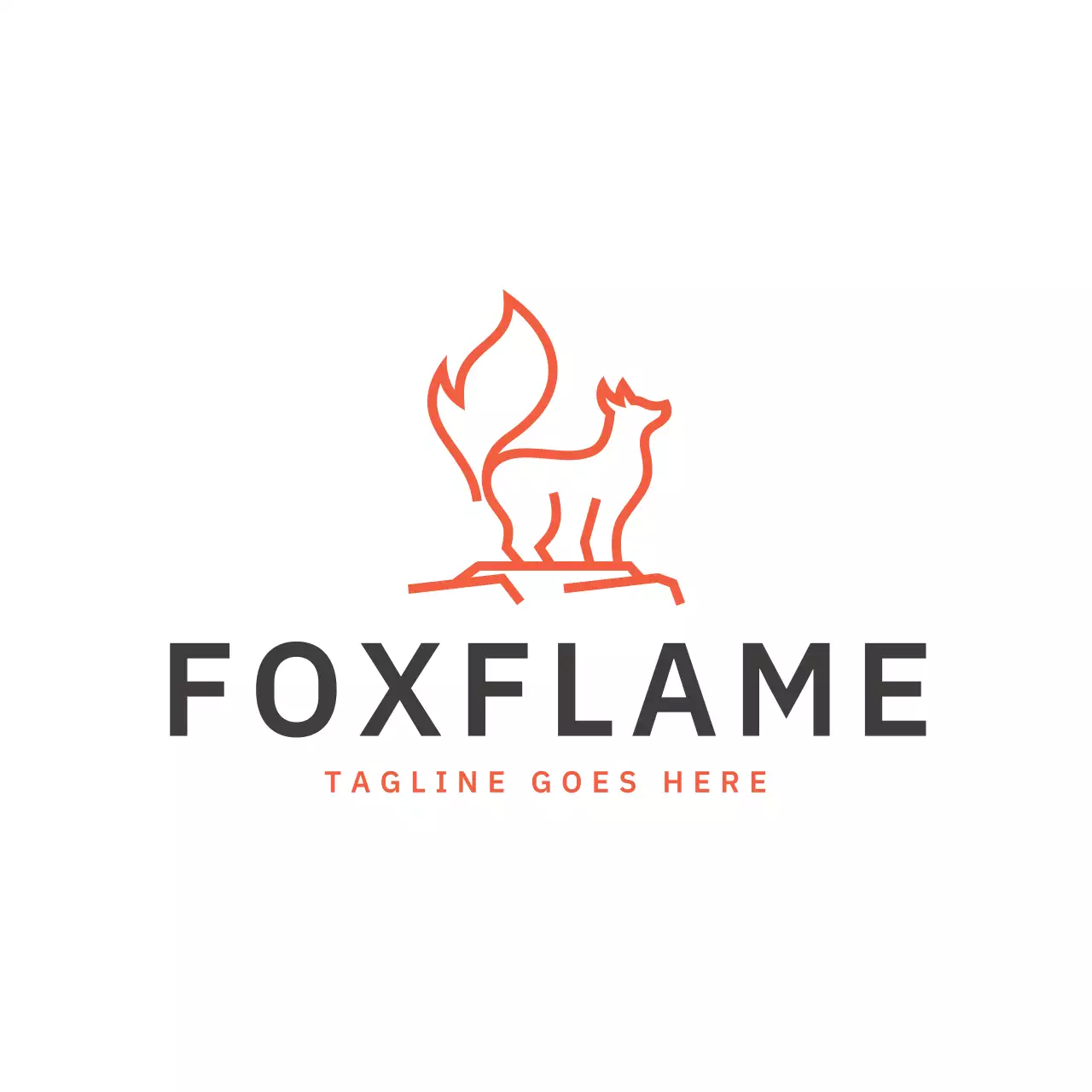 raposa minimalista laranja para identidade de marca