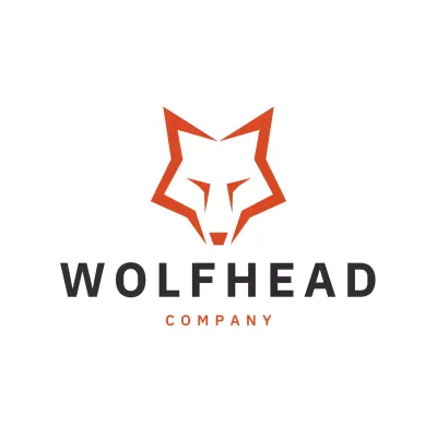 Lobo geométrico laranja para identidade de marca