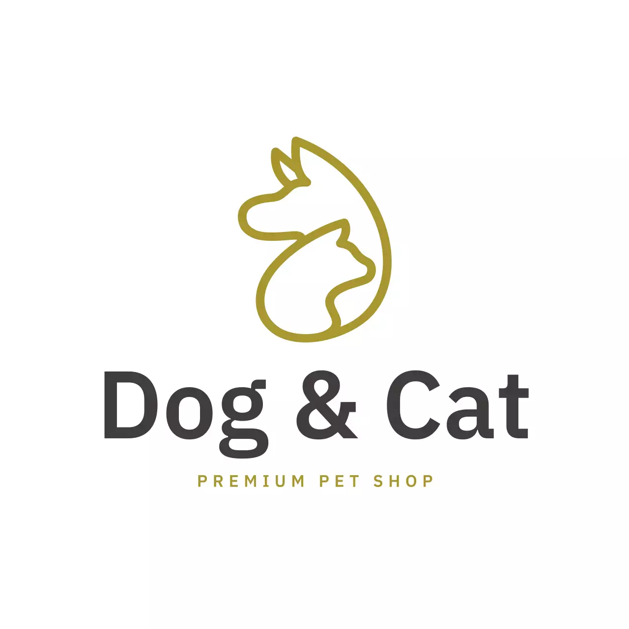 Anúncio minimalista dourado de loja de animais de estimação