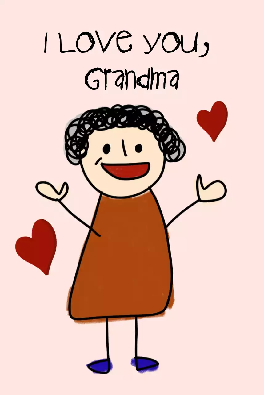 분홍색의 귀여운 할머니 사랑해요 편지