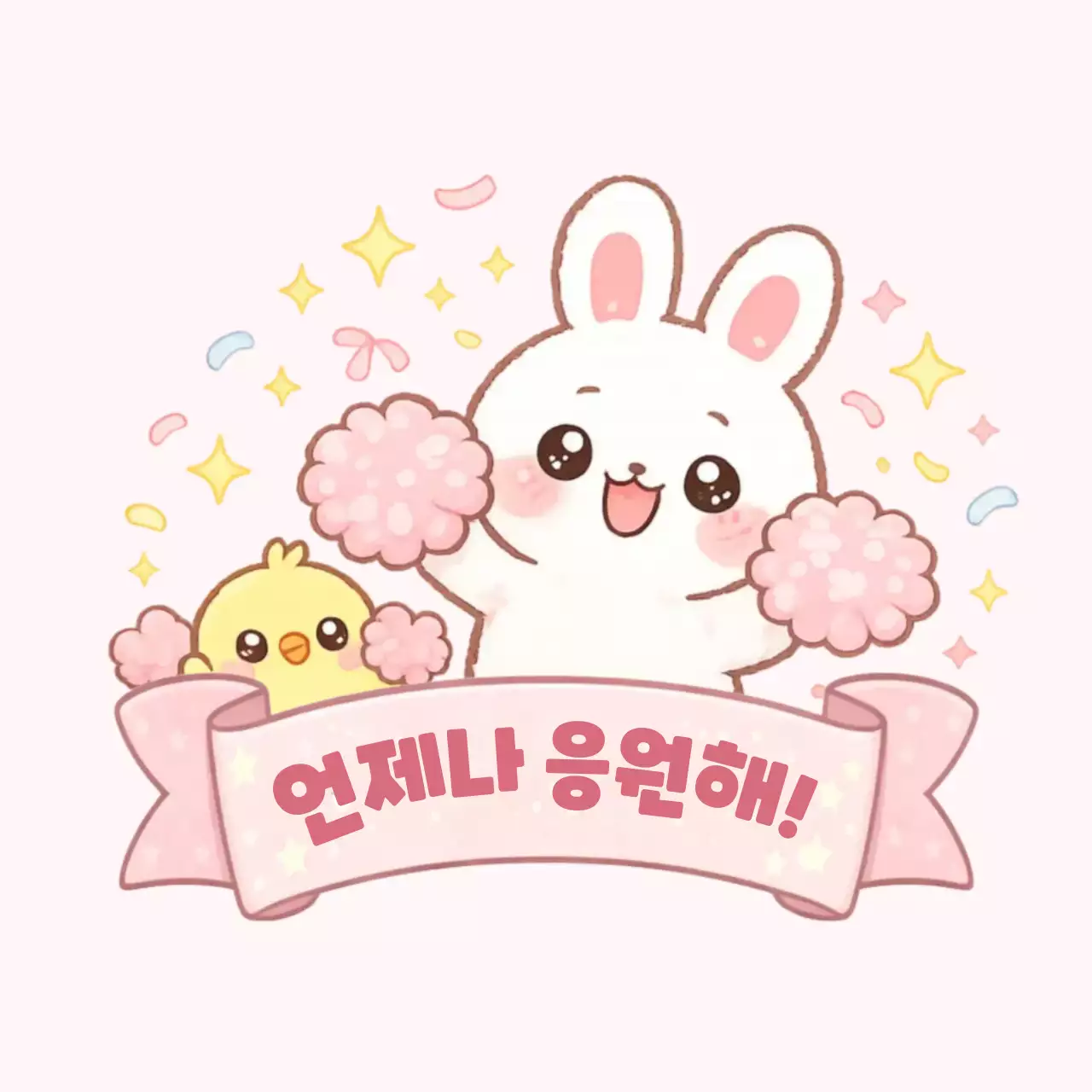 핑크 아기자기한 응원 스티커