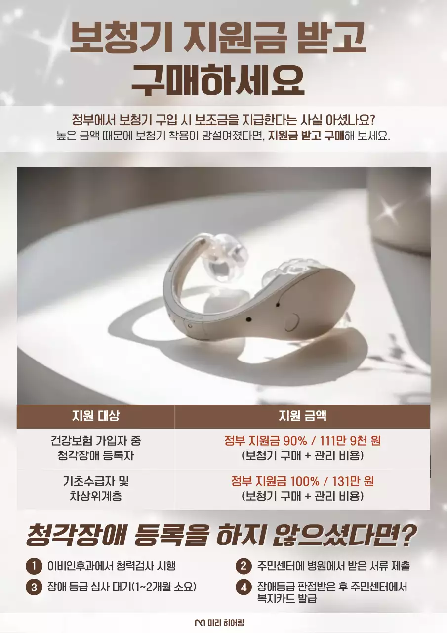 베이지 모던 청각 보조기기 안내