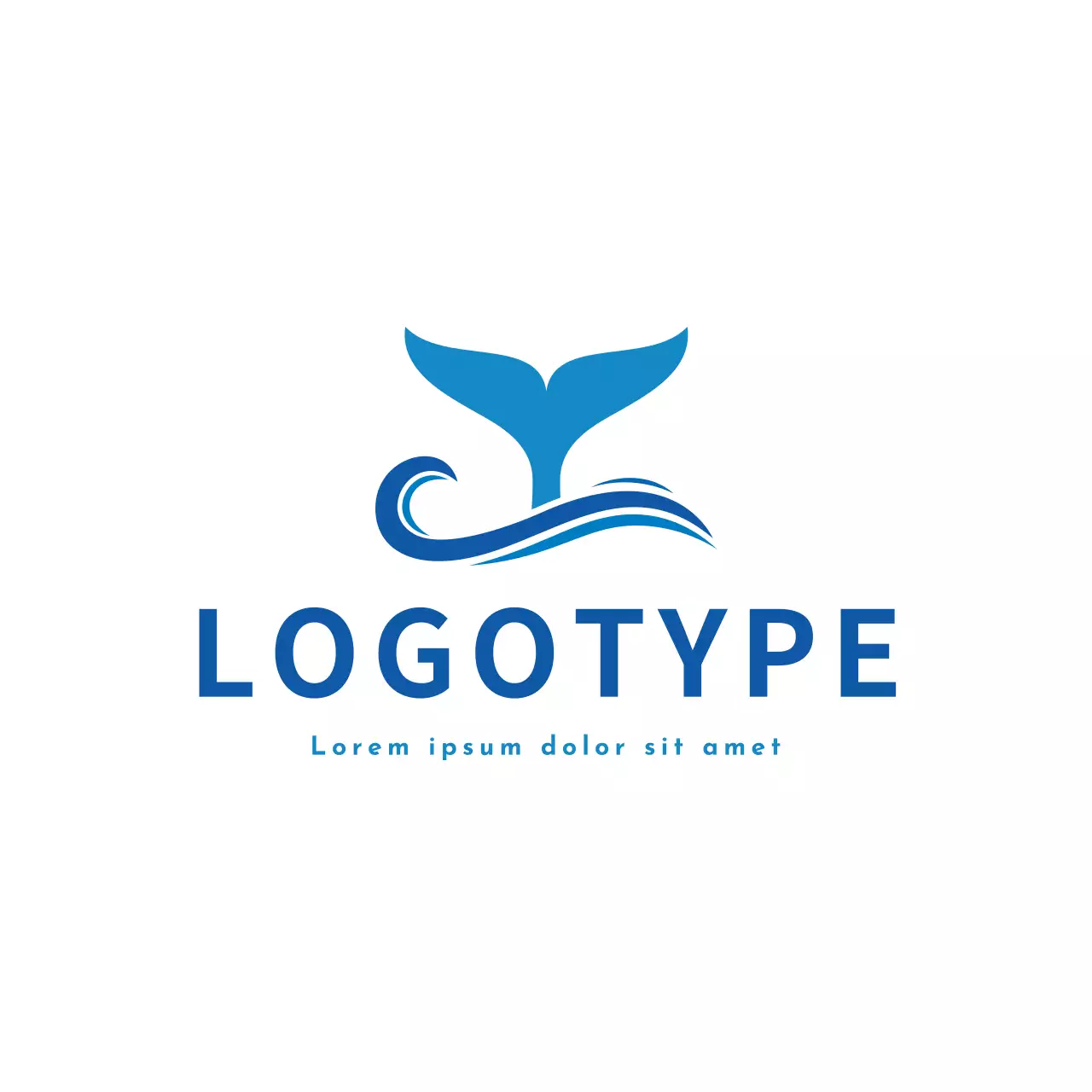 Cauda de baleia minimalista azul para identidade de marca