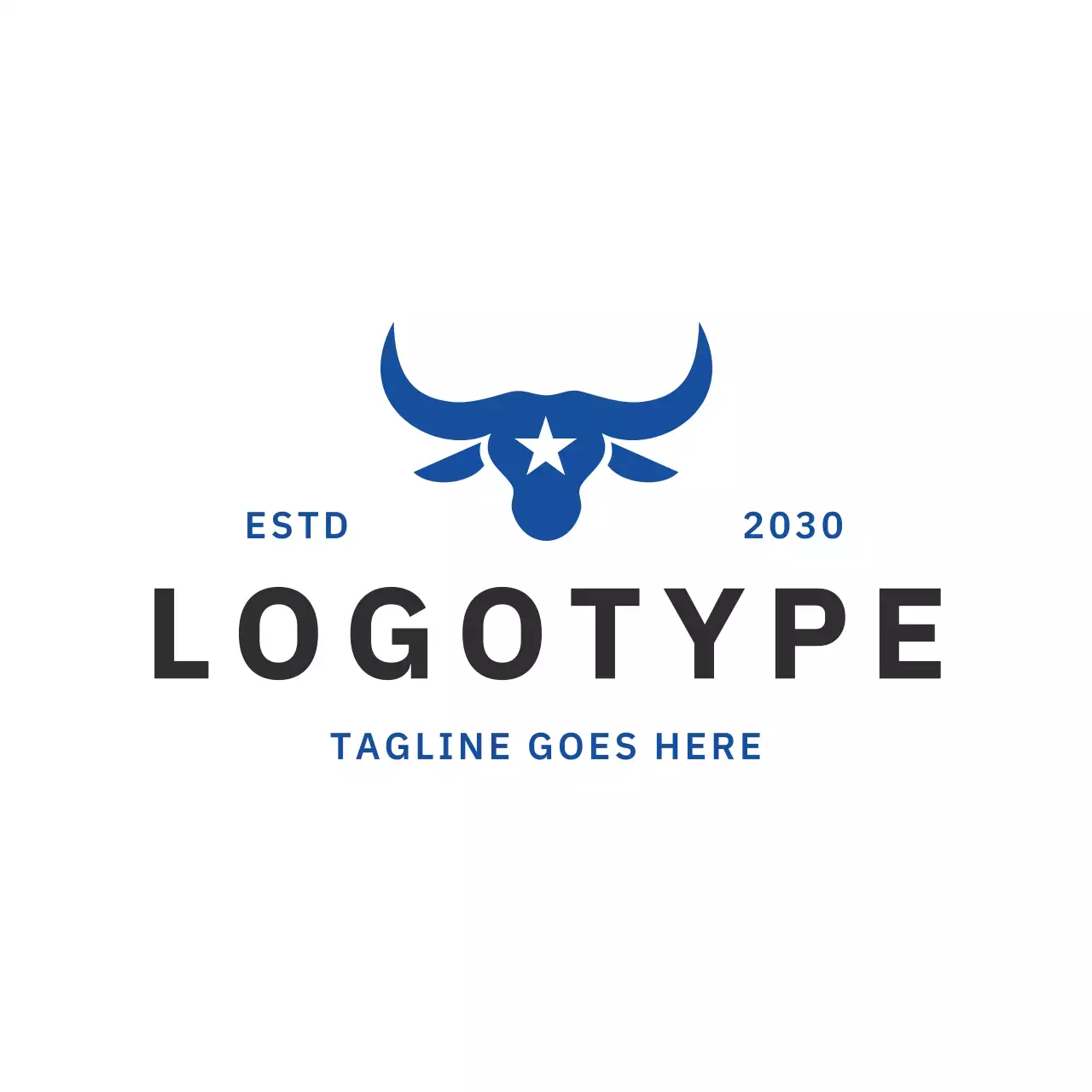 Blue Modern Bull for Brand Identity