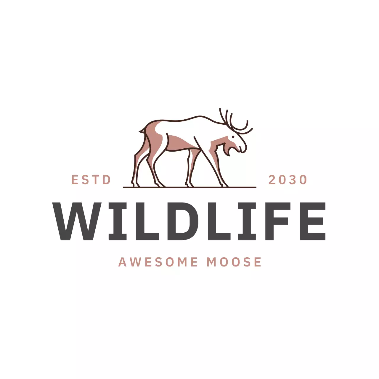Alce minimalista marrom para identidade visual da marca