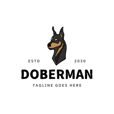 Cão Doberman preto vintage para identidade visual da marca