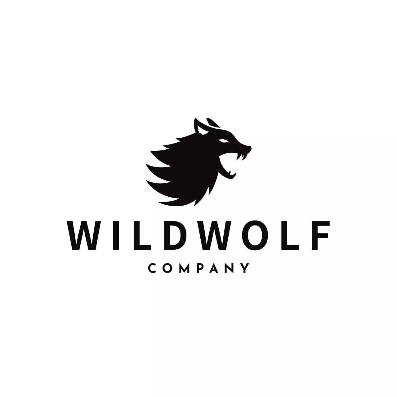 Lobo minimalista preto para identidade de marca