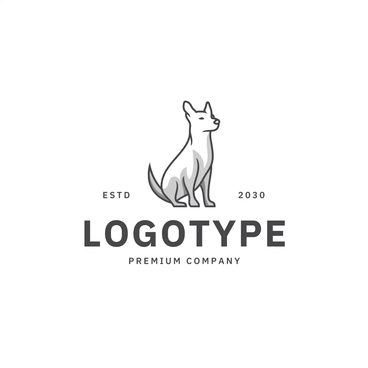 Cão minimalista cinza para identidade visual da marca