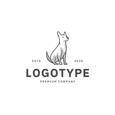 Cão minimalista cinza para identidade visual da marca