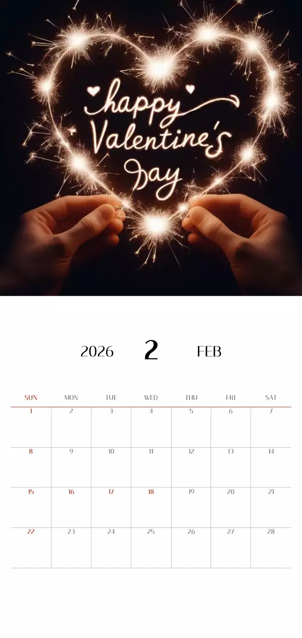 검정 로맨틱 발렌타인데이 달력