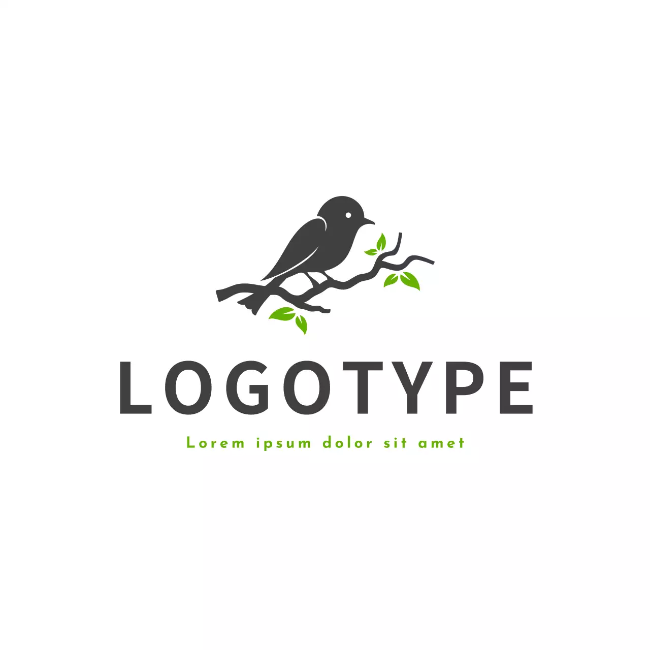 green minimal bird for brand identity