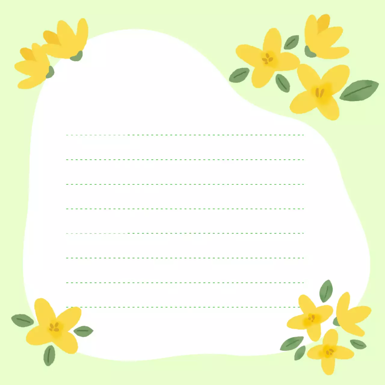 연두 아기자기한 꽃 엽서 프레임