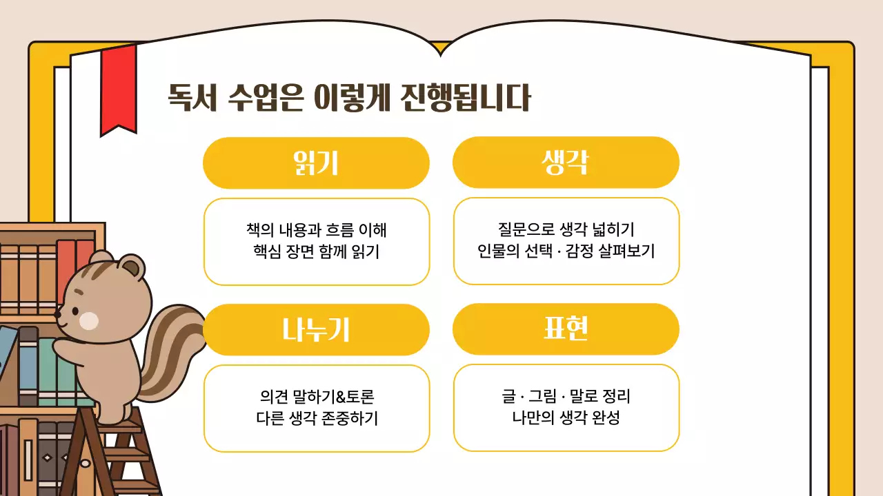 베이지 심플 독서 교육 자료 안내