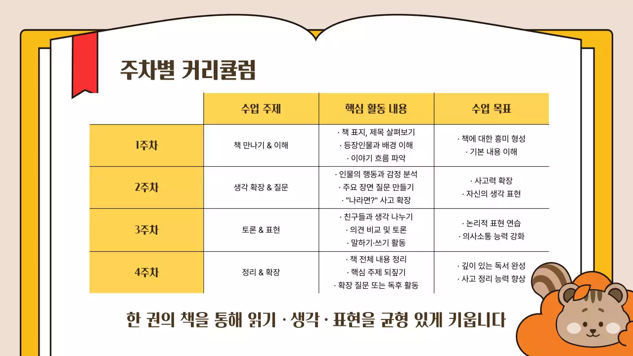 베이지 심플 독서 교육 자료 안내