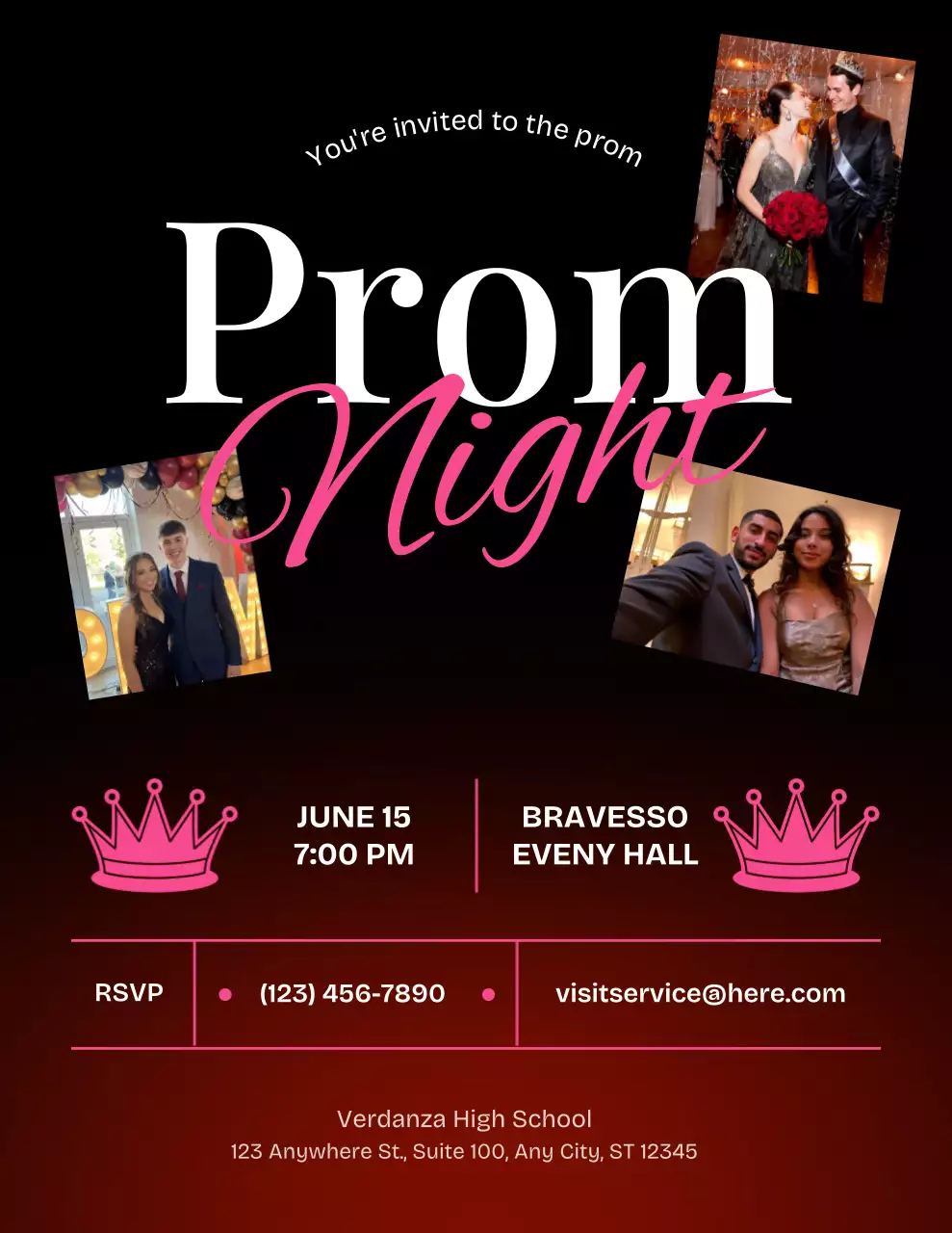 네이비 색상의 우아한 졸업 파티 초대 포스터