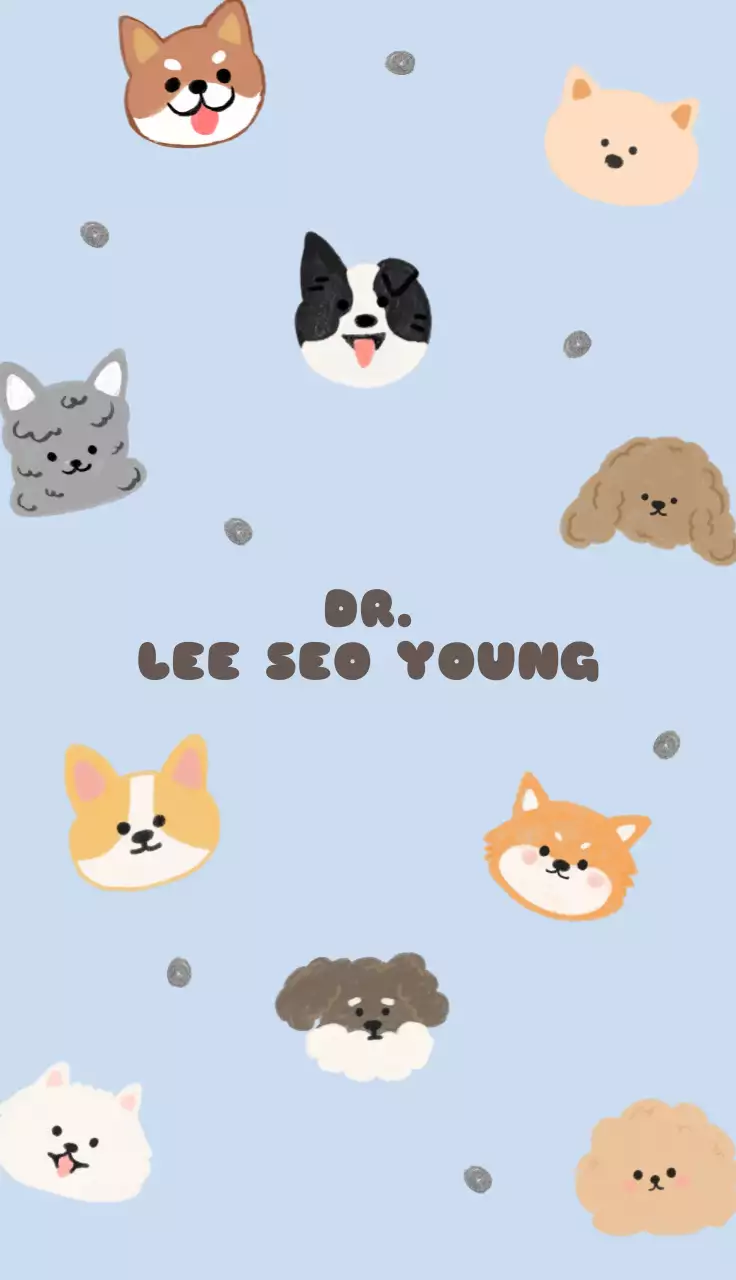 하늘색 아기자기한 반려동물 명함