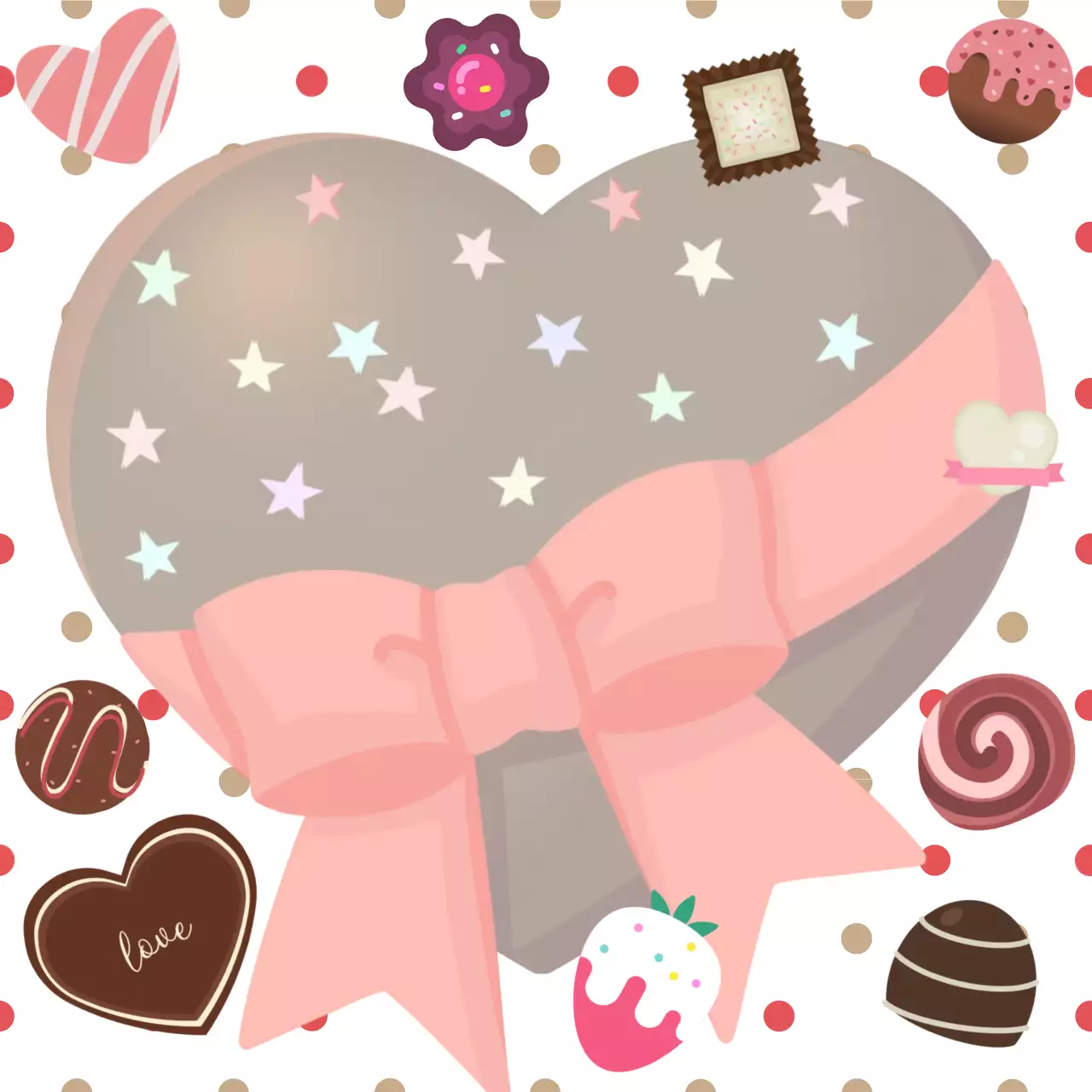 핑크 아기자기한 초콜릿 엽서
