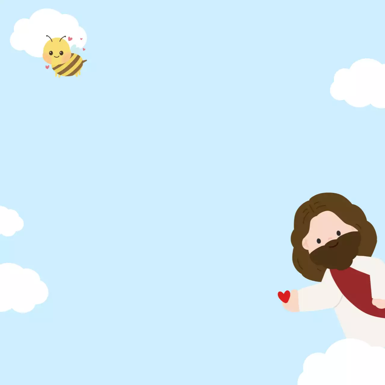 하늘색 귀여운 종교기록 포토프레임