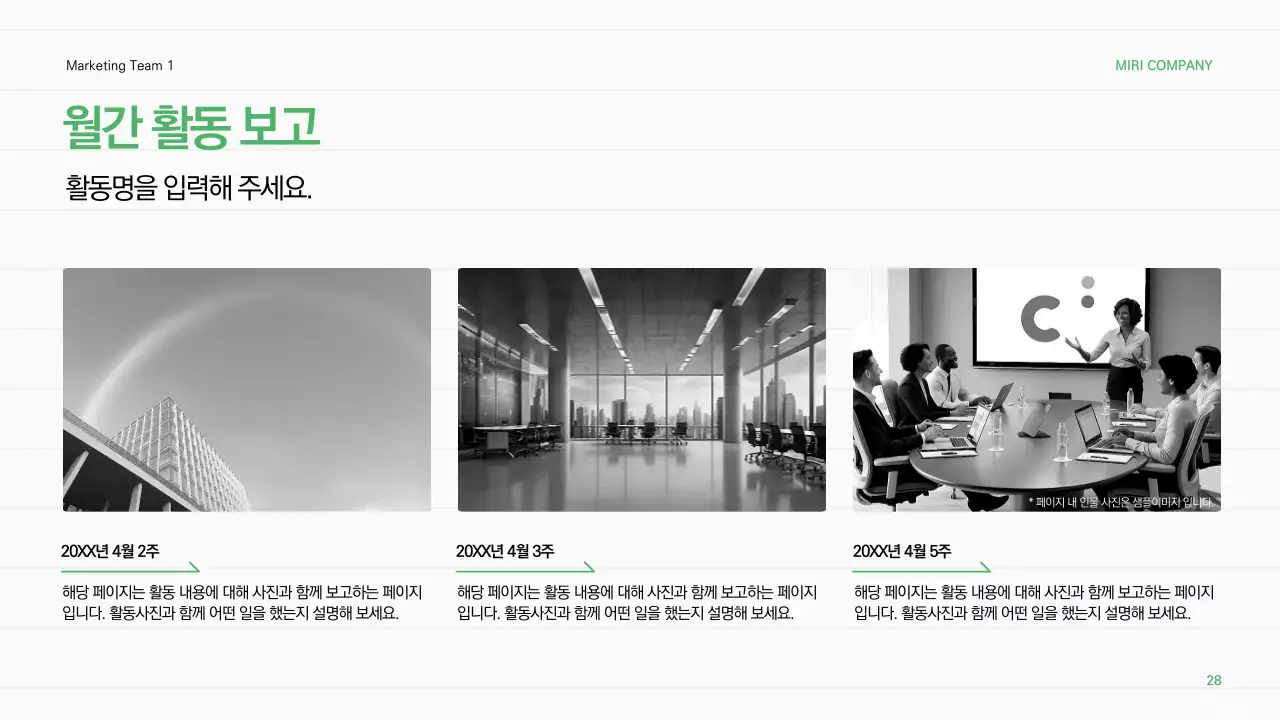 초록 심플 보고서 분석