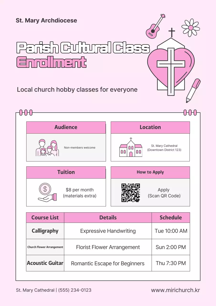 Tuyển sinh của nhà thờ Pink Simple