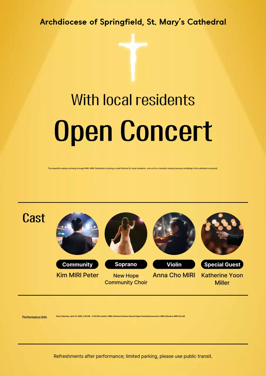 Evento de Concerto de Música Clássica Amarelo