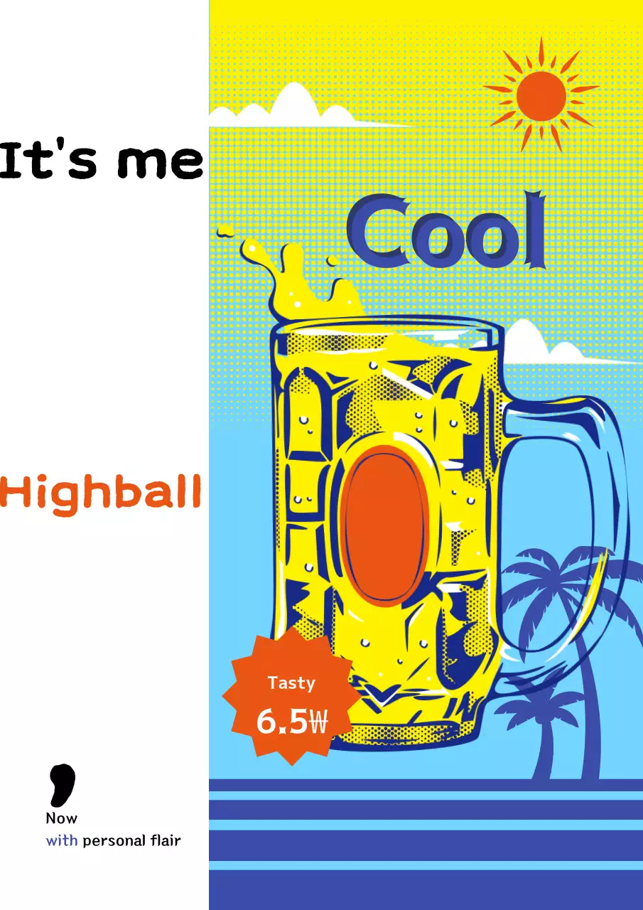 Quảng cáo đồ uống theo phong cách Pop Art màu vàng