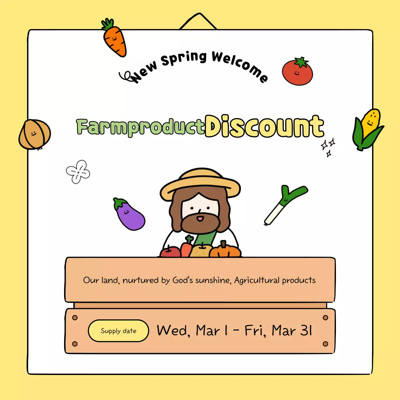 Penjualan Produk Pertanian Kuning yang Lucu