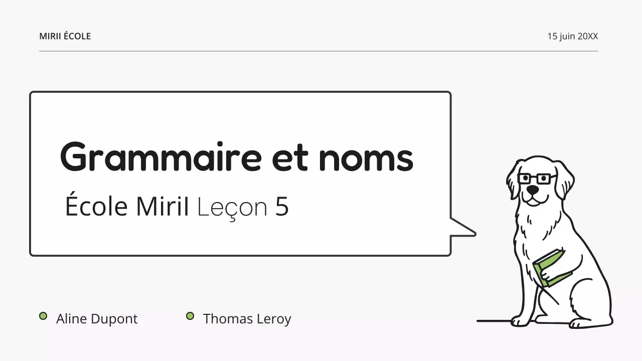 Présentation de cours de grammaire moderne blanche