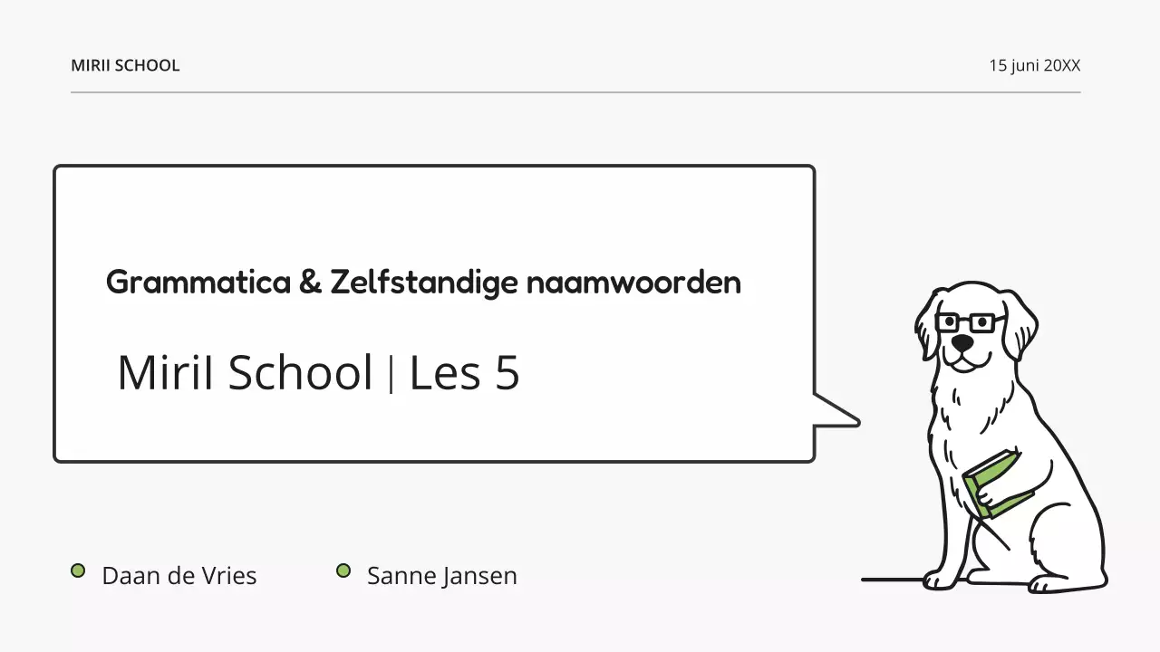 Presentatie van de moderne grammatica-les van White