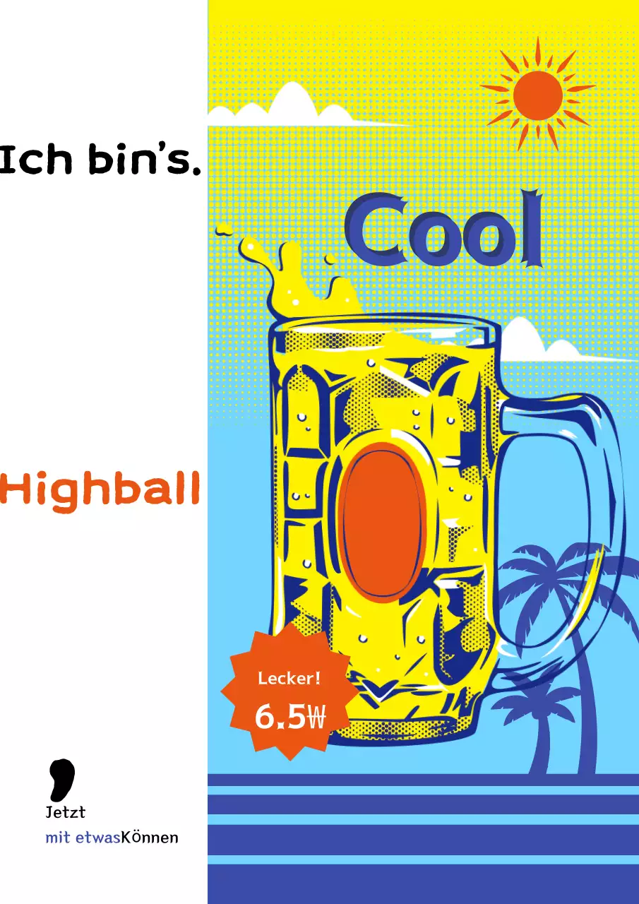 Werbung für ein gelbes Pop-Art-Getränk