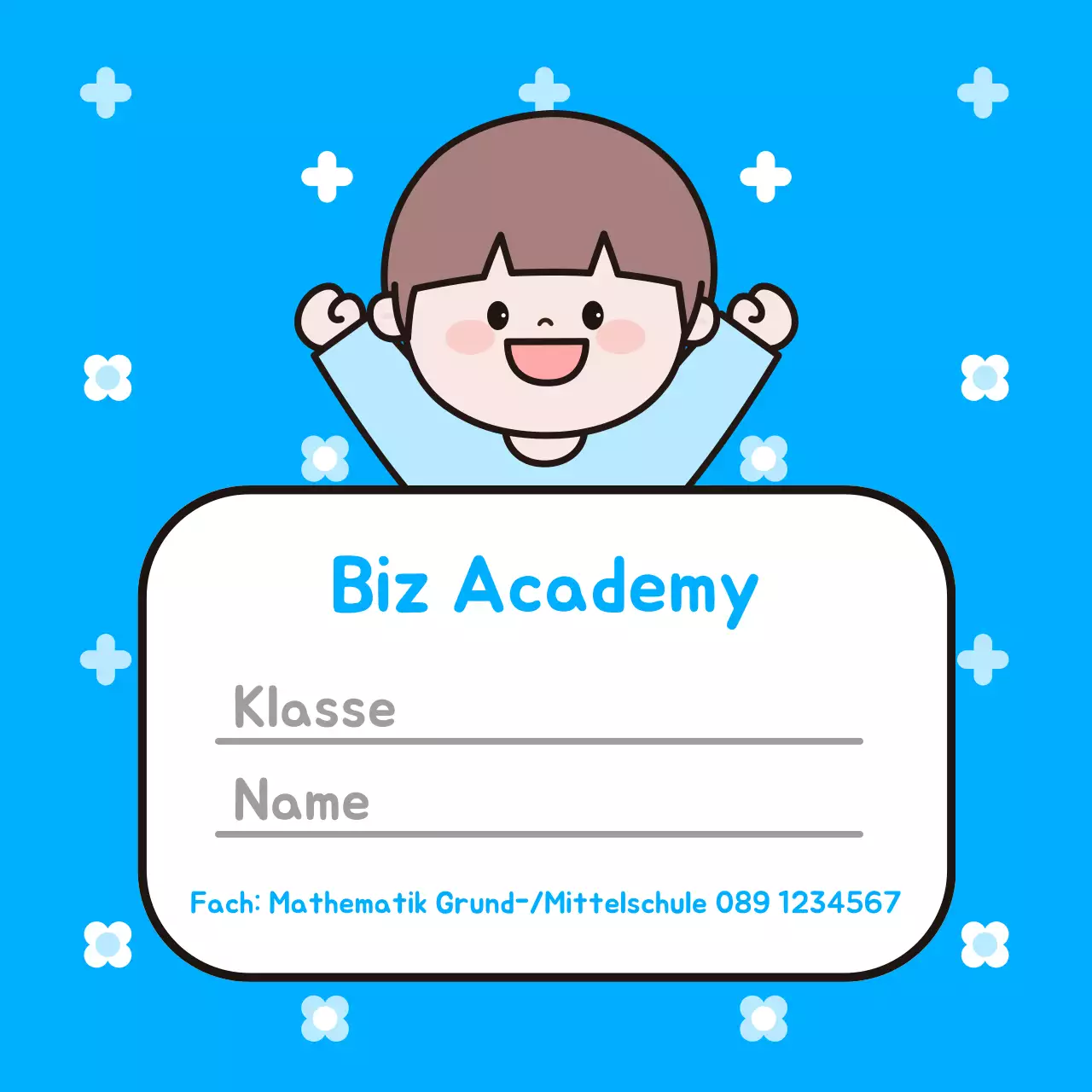 Blaue, niedliche Visitenkarte einer Akademie