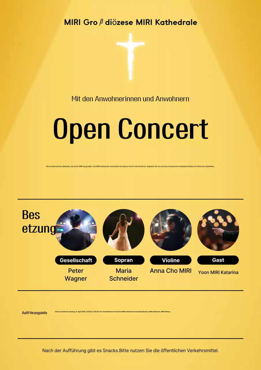 Gelbe Veranstaltung für klassische Musikkonzerte