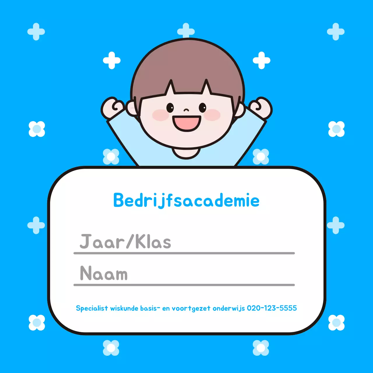 Blauw schattig academie visitekaartje