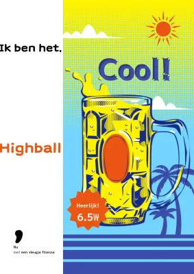 Gele pop-art drankreclame